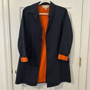 Michael Kors Dark Blue Coat with Bright Orange Lining